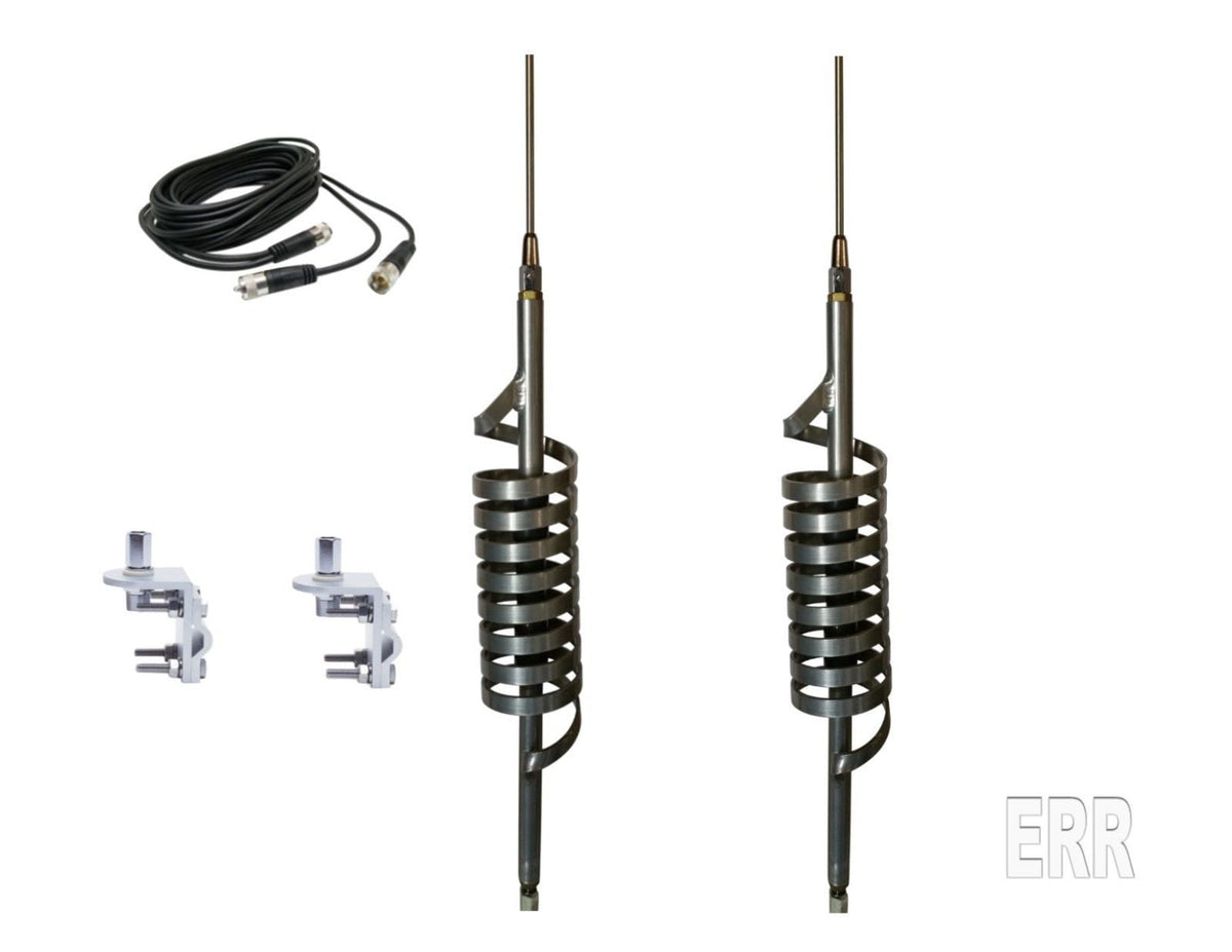 DUAL Monkey Made CB Radio Antennas,Short Shaft,12FT DUAL COAX, BRACKETS AND STUD