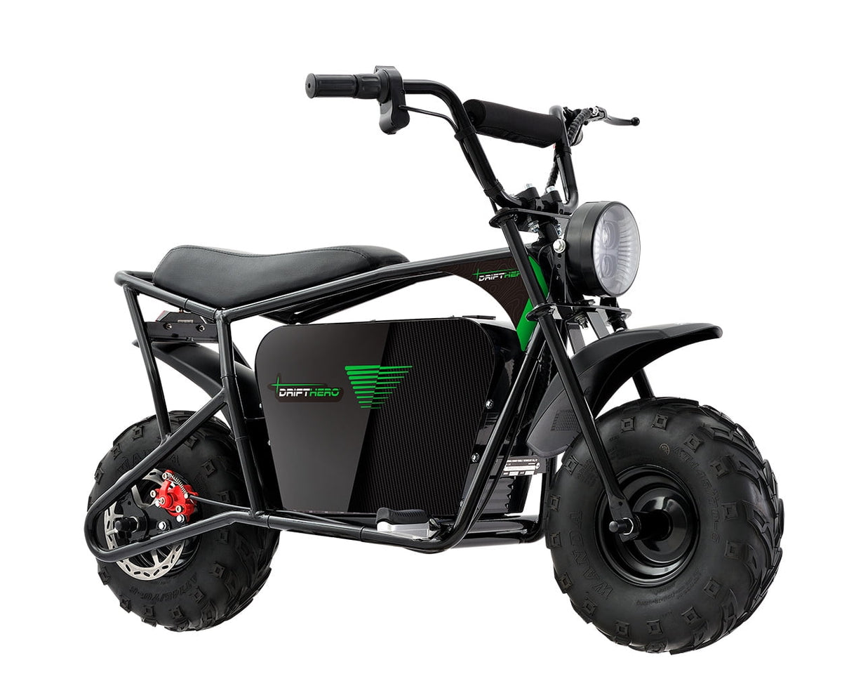 Drift Hero 1000W, 48V, 90-100 Est. Run Time, up Display 19MPH, Electric Mini Bike, 150lb Rider Weight Load