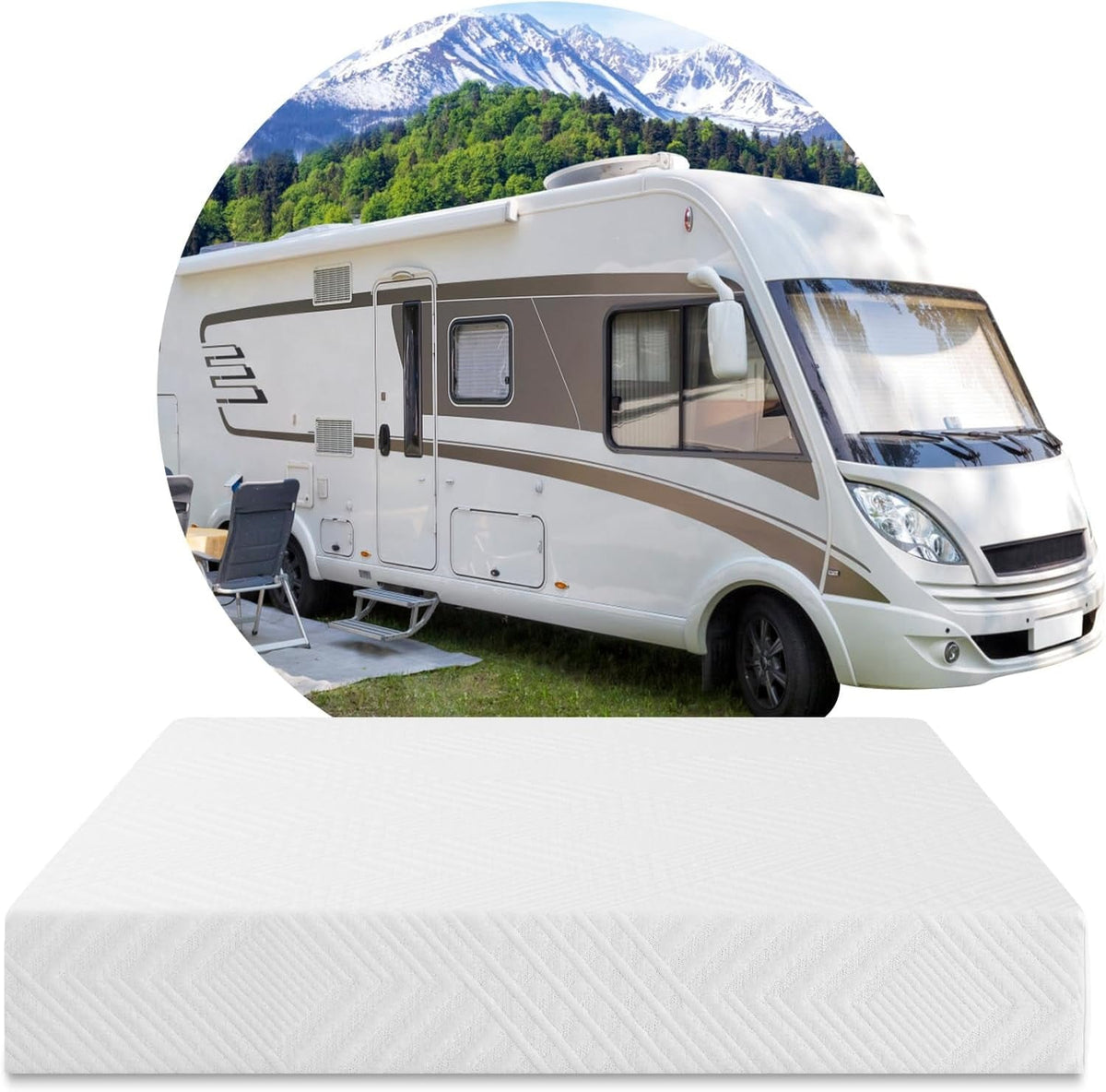 10 RV Mattress Short King Size for RVs, Campers & Trailers, 75*72*10 , Memory Foam Mattress in Recorder Box