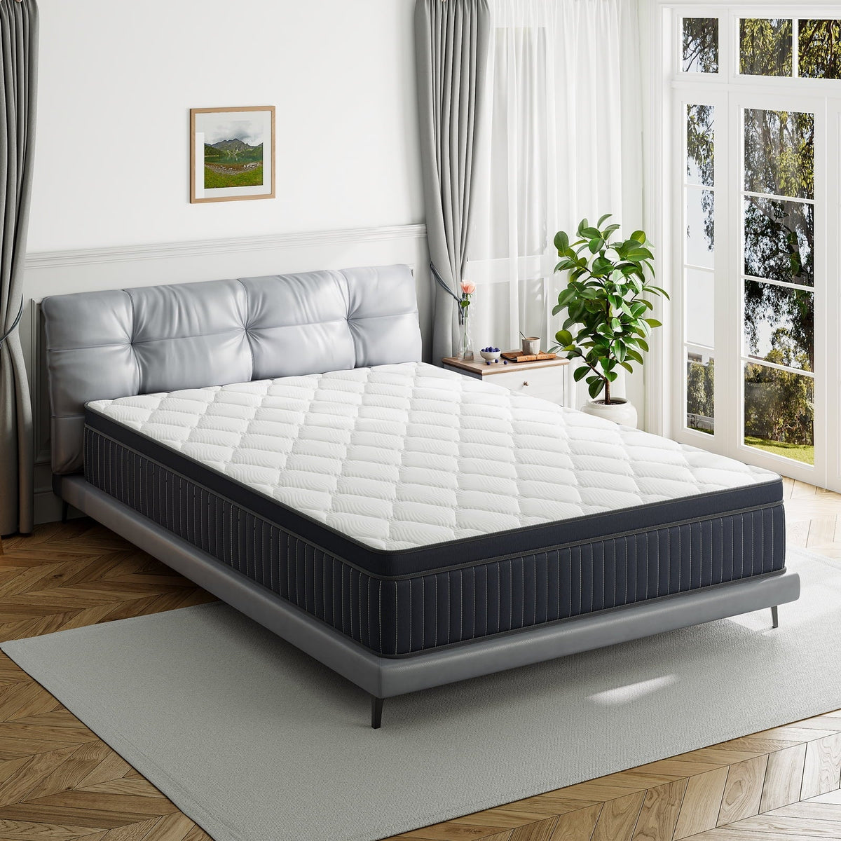 12 inch Twin Hybrid of Gel Memory Foam Mattress for Cool Sleep & Pressure Relief, Medium Firm Mattresses Bed-in-a-Box/Pressure Relieving