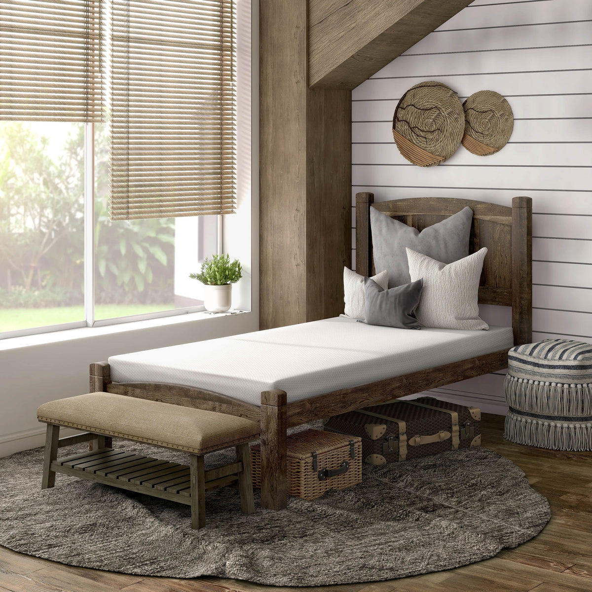 24/7 Shop At Home Sova 5 Twin Hybrid Mattress Bamboo Charcoal Infused Memory Foam Mattress Moisture Wicking Odor Reducing Bedroom CertiPUR-US Certified Gel Mattress, White