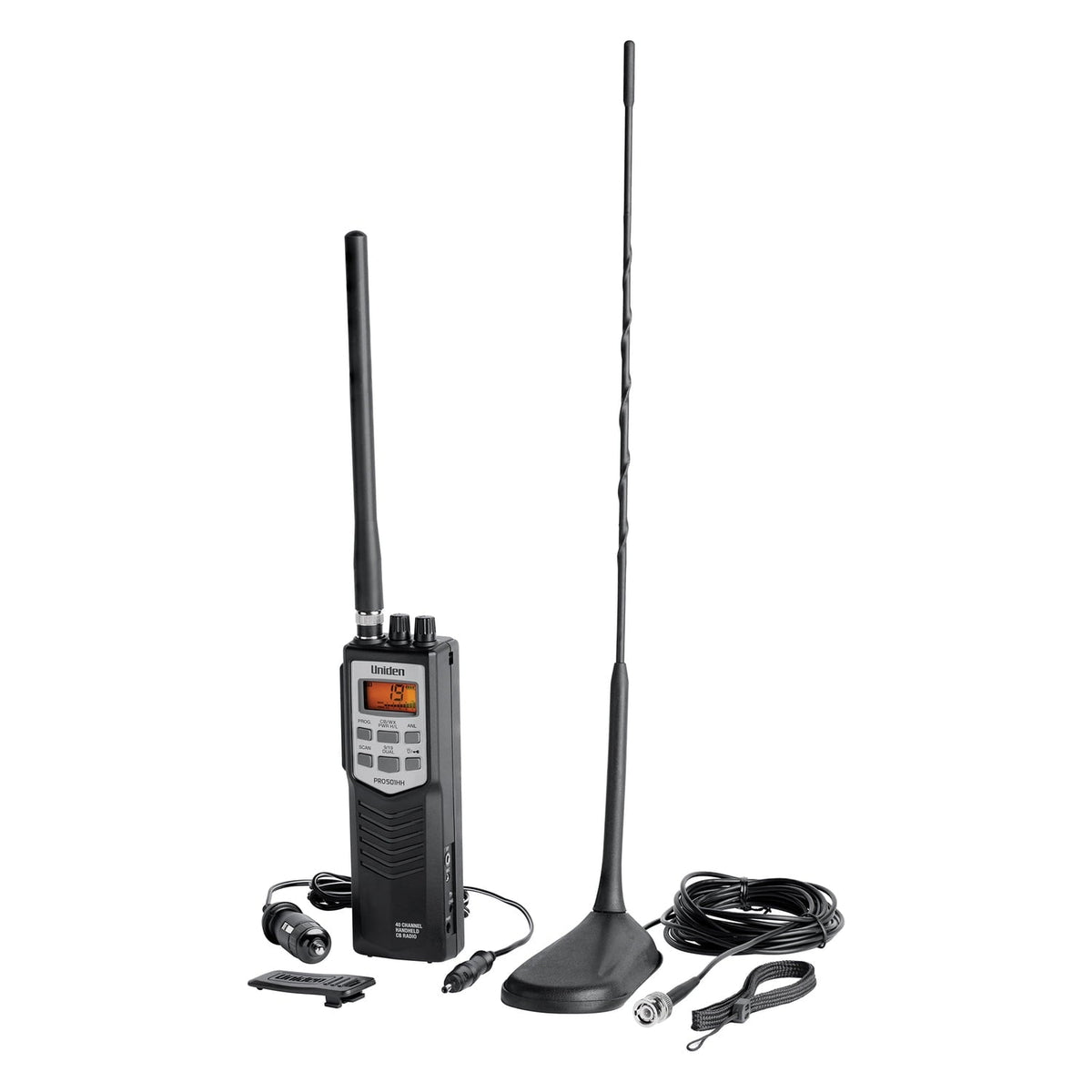 Uniden PRO501TK Pro Series 40-Channel Handheld CB Radio with Magnet-Mount Antenna, Black, PRO501TK