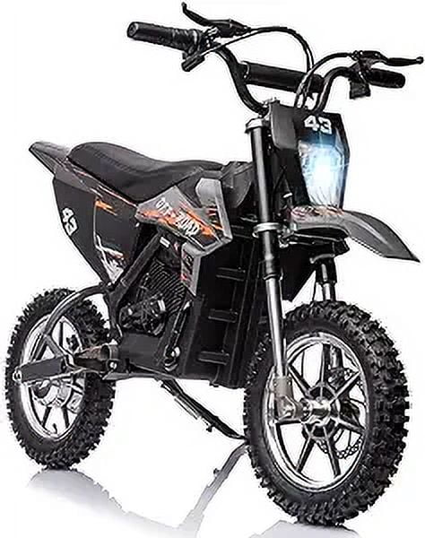 36V Electric Motocross 350W Brushless Motor Variable Speed ??to 15.5MPH with LED Headlight, Leather Seats, Front + Back Brakes, Suitable for Teenagers Maximum Load 175 lbs, Black