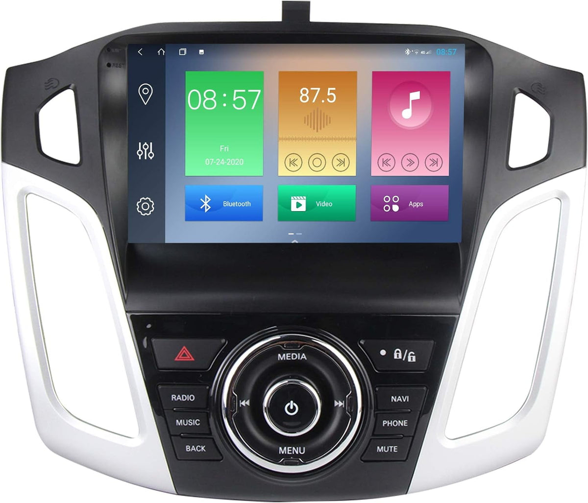 Android 10 Automobile Stereo Radio Player 9 inch Touch Screen GPS Navigation Built-in DSP BT WiFi Built-in Carplay Function Head Unit for Ford Focus 2012-2017