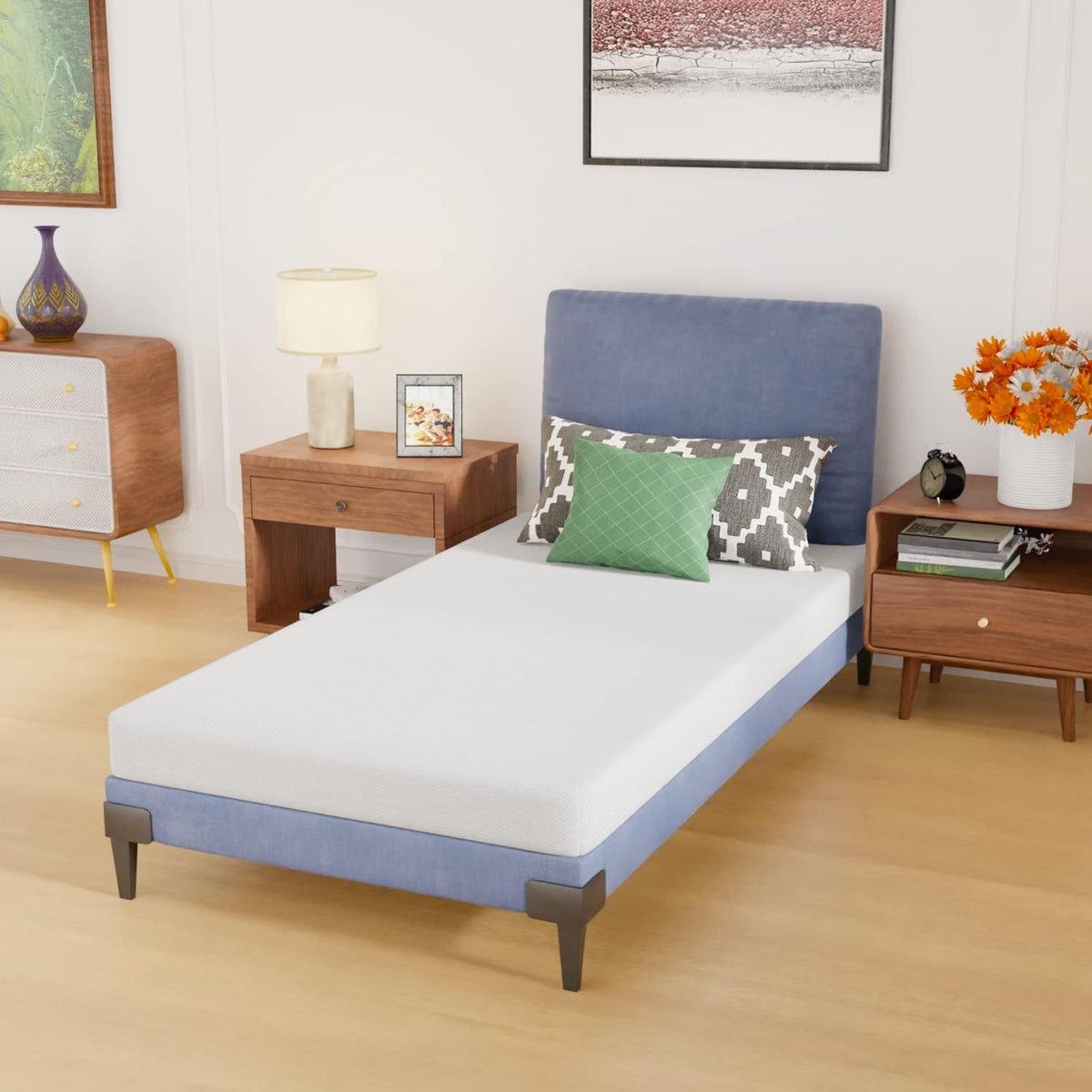 5 Inch Base Foam Mattress Medium Firm Mattresses CertiPUR-US Certified Bed-in-a-Box Pressure Relieving Twin Size,White