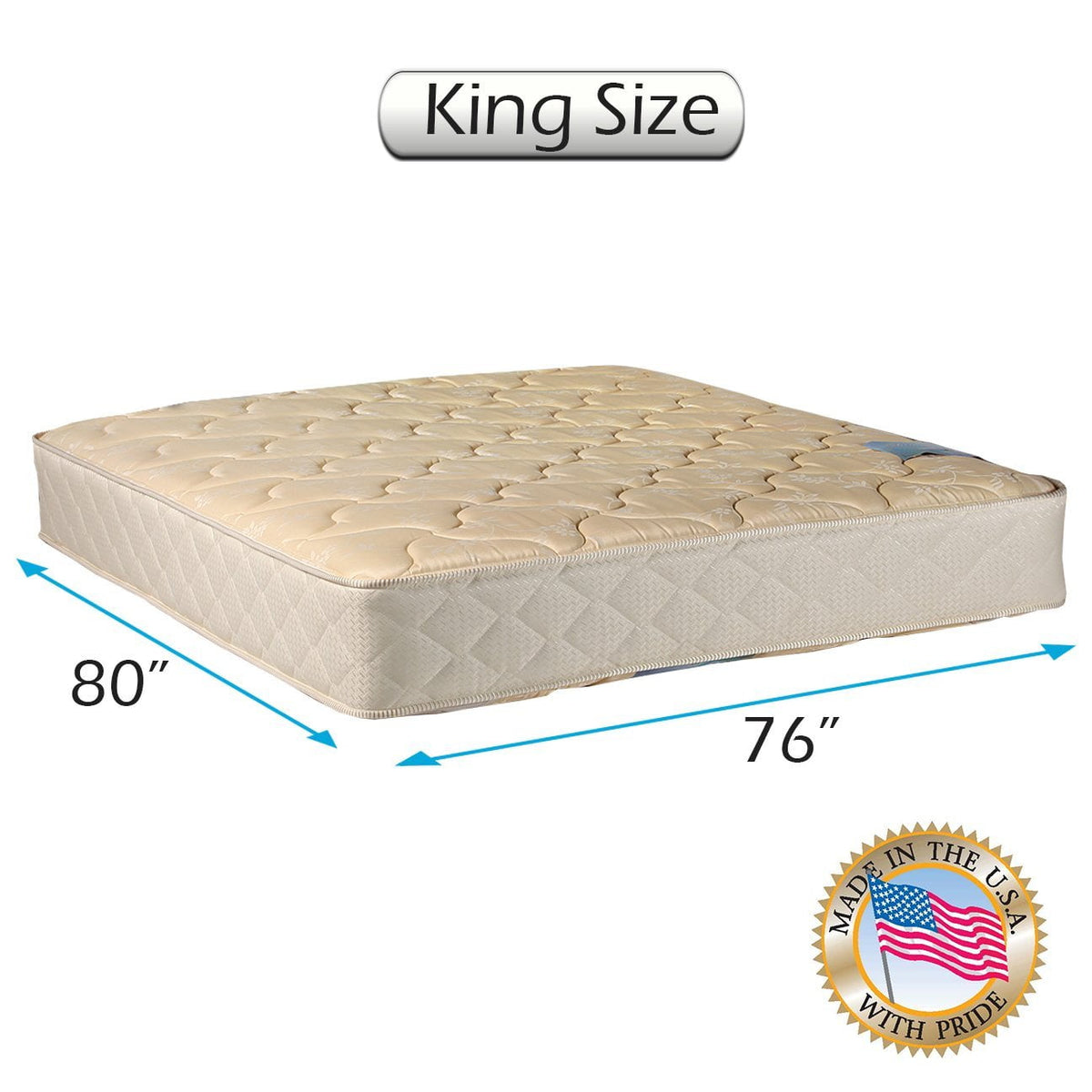 Chiro Two-Sided Gentle Firm King Mattress Only with Mattress Cover Protector Included (Beige) - Premier Orthopedic type, Fully Assembled, Innerspring coils, Long Lasting Comfort by Dream Solutions USA