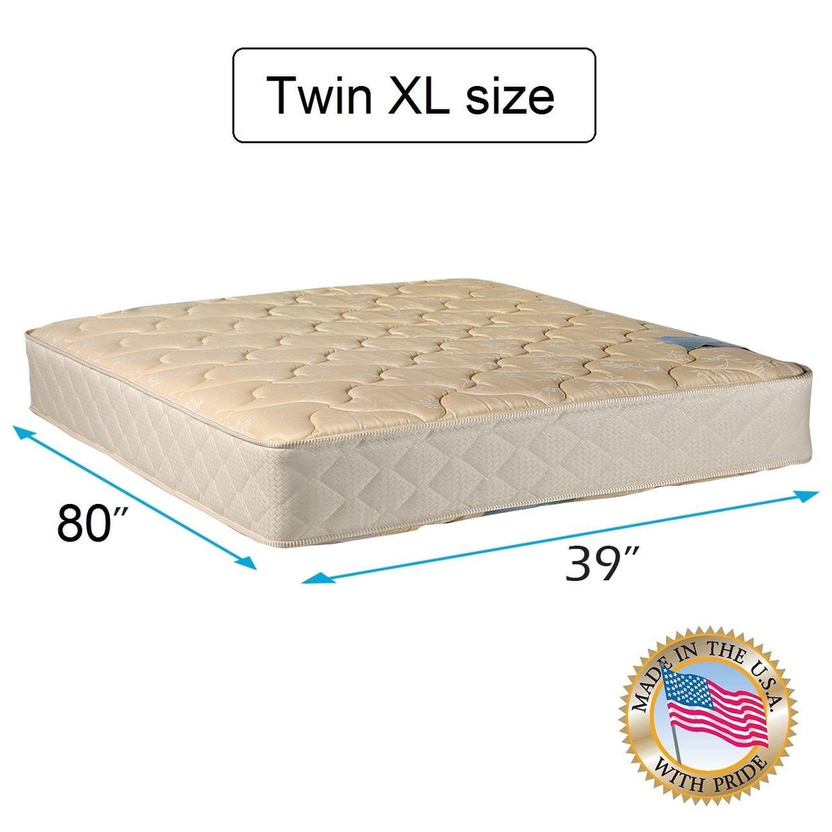 Chiro Two-Sided Gentle Firm Twin XL Mattress Only with Mattress Cover Protector Included (Beige) - Premier Orthopedic, Fully Assembled, Innerspring coils, Long lasting Comfort by Dream Solutions USA