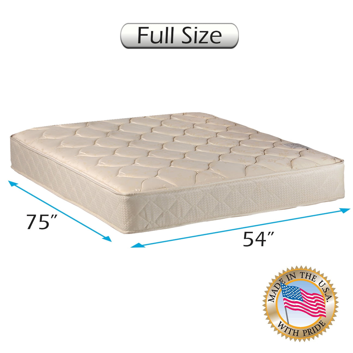 Comfort Classic Gentle Firm Full Mattress Only with Mattress Cover Protector Included - Fully Assembled, Orthopedic, Good for your back, Long Lasting and 1 Sided by Dream Solutions USA