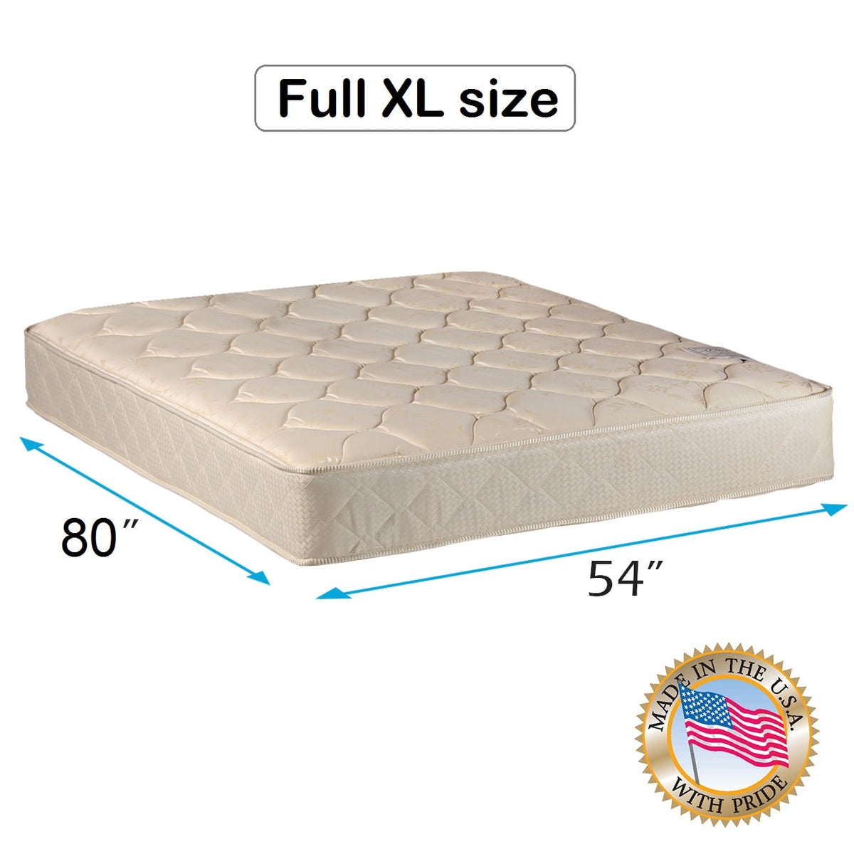 Comfort Classic Gentle Firm Full XL Mattress Only with Mattress Cover Protector Included - Fully Assembled, Orthopedic, Good for your back, Long Lasting and 1 Sided by Dream Solutions USA