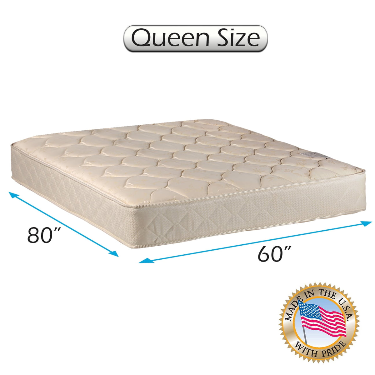 Comfort Classic Gentle Firm (Queen - 60 x80 x9 ) Mattress Only - Fully Assembled, Orthopedic, Good for your back, Superior Grade - Long Lasting and 1 Sided - By Dream Solutions USA