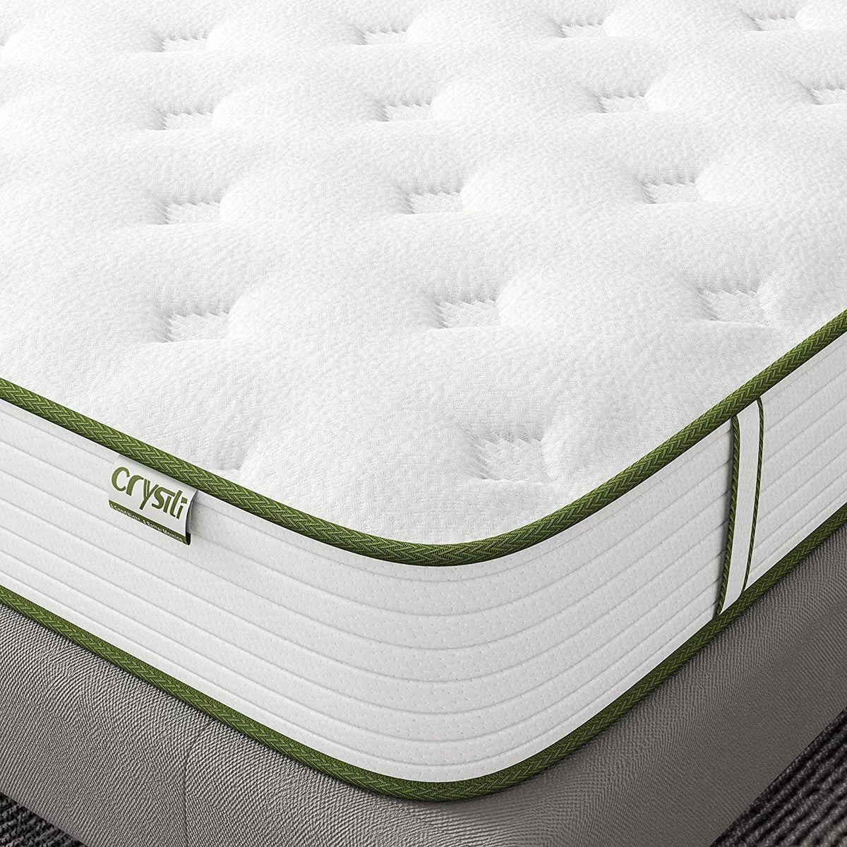 Crystli 12 Hybrid Queen Mattress Memory Foam Mattress with Wrapped Innersprings Medium Firm Bed-in-a-Box CertiPUR-US Certified Queen