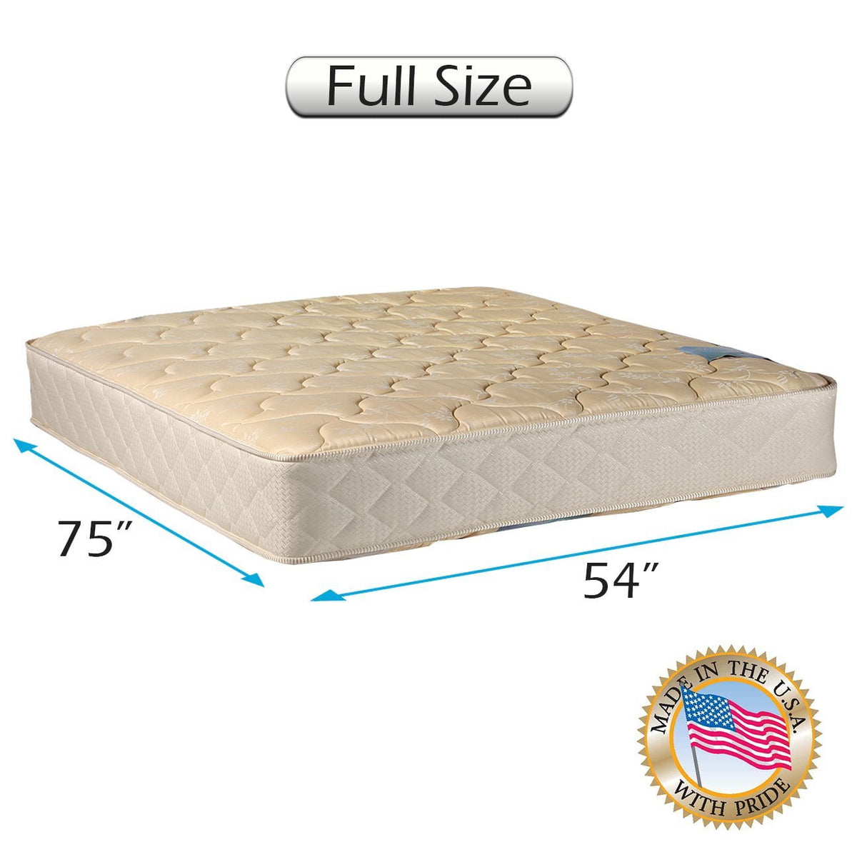 Dream Sleep Chiro Two-Sided Gentle Firm Full Mattress Only with Mattress Protector Included (Beige) - Premier Orthopedic Type, Fully Assembled, Innerspring coils, Longlasting by Dream Solutions USA