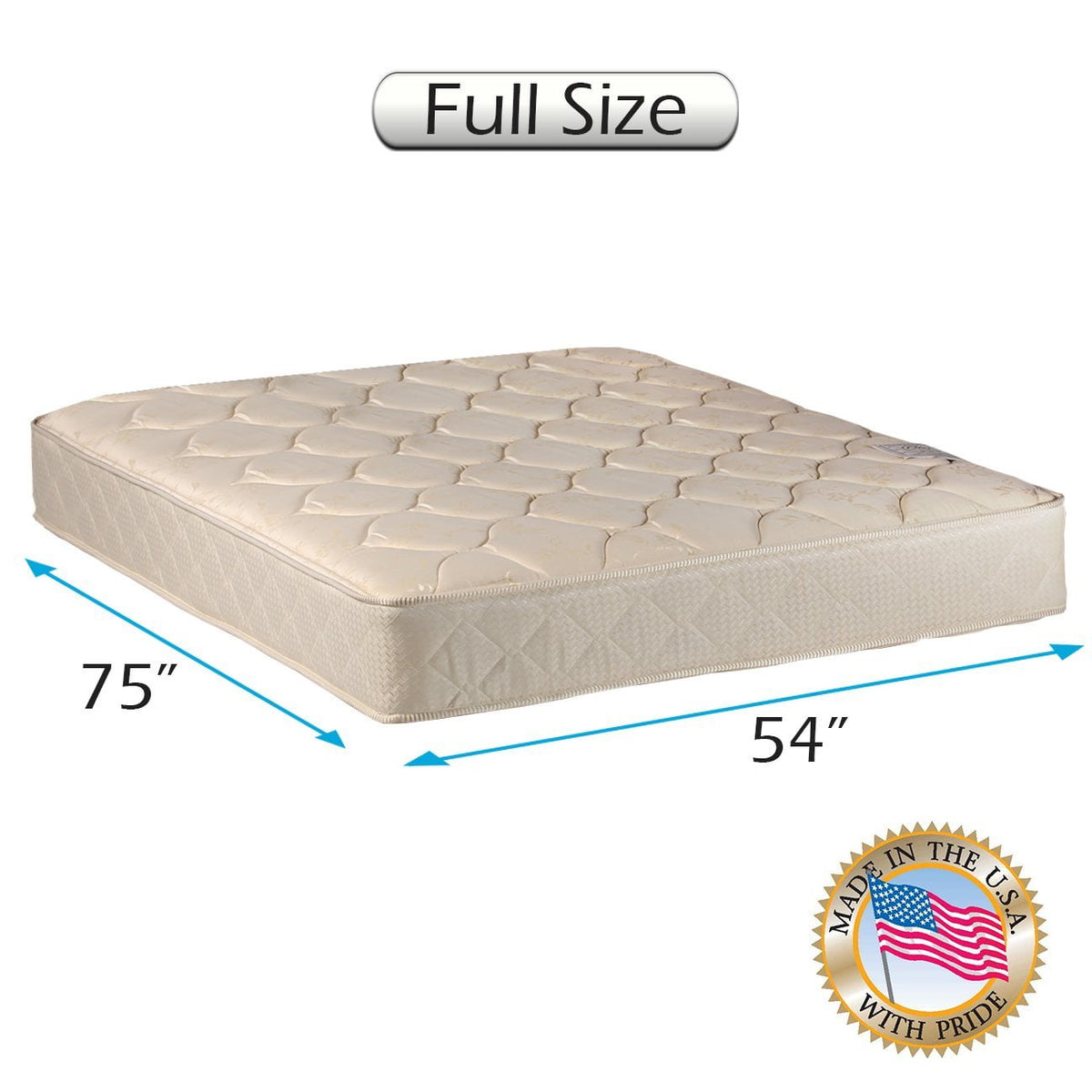 Dream Sleep Comfort Classic Gentle Firm Full Mattress Only with Mattress Cover Protector Included - Orthopedic, Good for your back, Long Lasting and 2 Sided by Dream Solutions USA