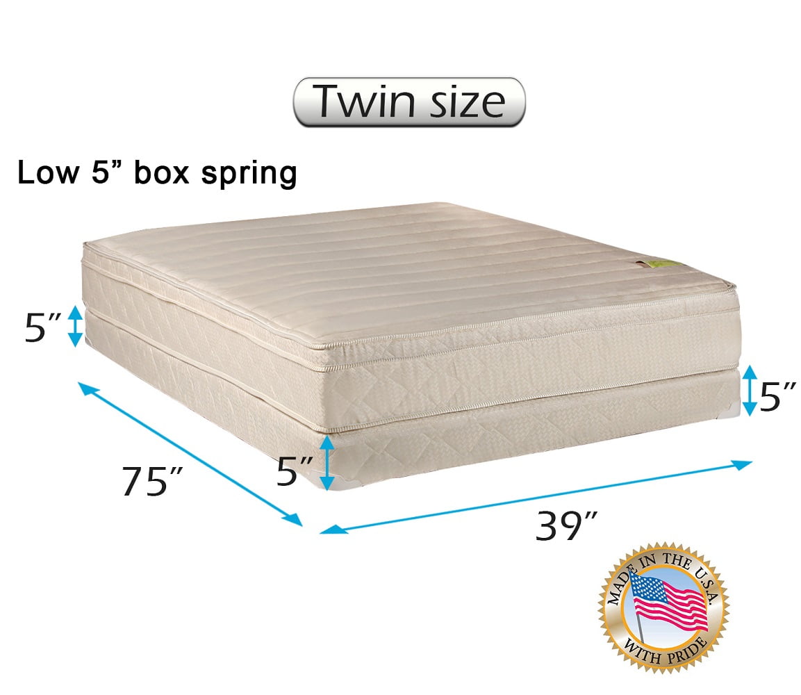 Dream Sleep Comfort Pedic Firm Eurotop Mattress & Low 5 Profile Box Spring - Pillow Top, Sleep System with Enhanced Foam Encased Support, Plush Knit Cover by Dream Solutions USA (Twin 39 x75 x11 )
