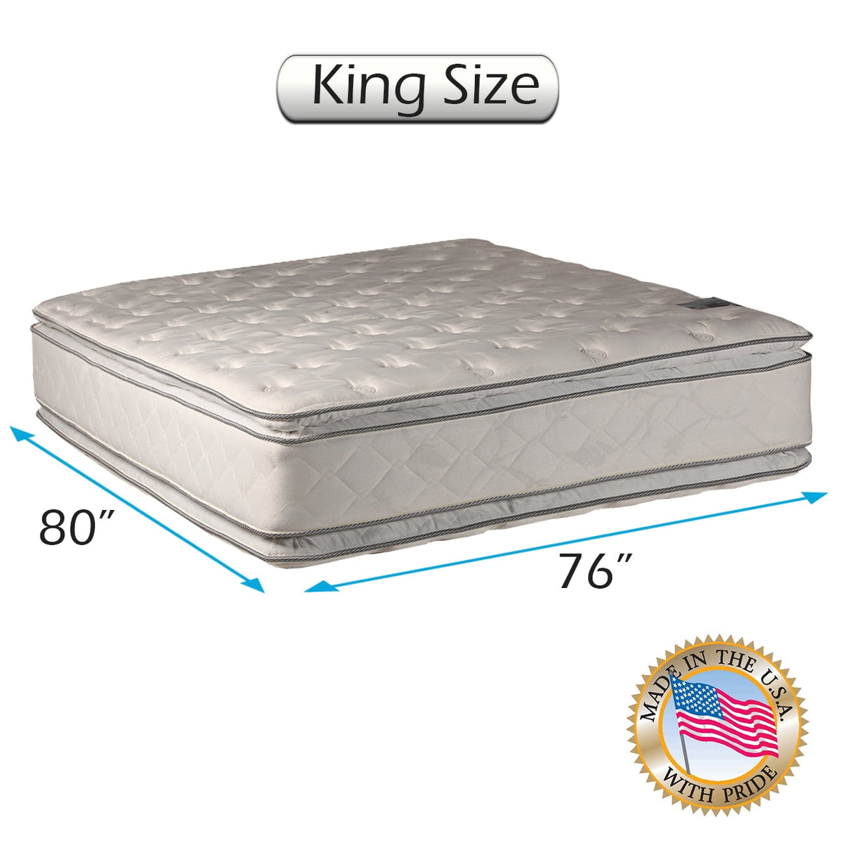 Dream Sleep Gentle Plush Double-Sided Eurotop King Size Mattress Only with Mattress Cover Protector - Fully Assembled, Good for your back, Orthopedic, Longlasting Comfort by Dream Solutions USA