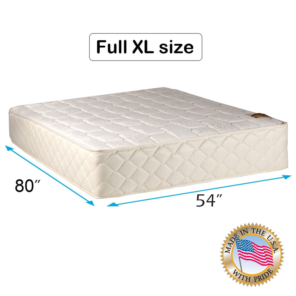 Dream Sleep Grandeur Deluxe Full XL Size (54 x80 x12 ) Mattress Only - Fully Assembled, Good for your back, Superior Quality, Luxury Height, Longlasting Comfort and 2 Sided