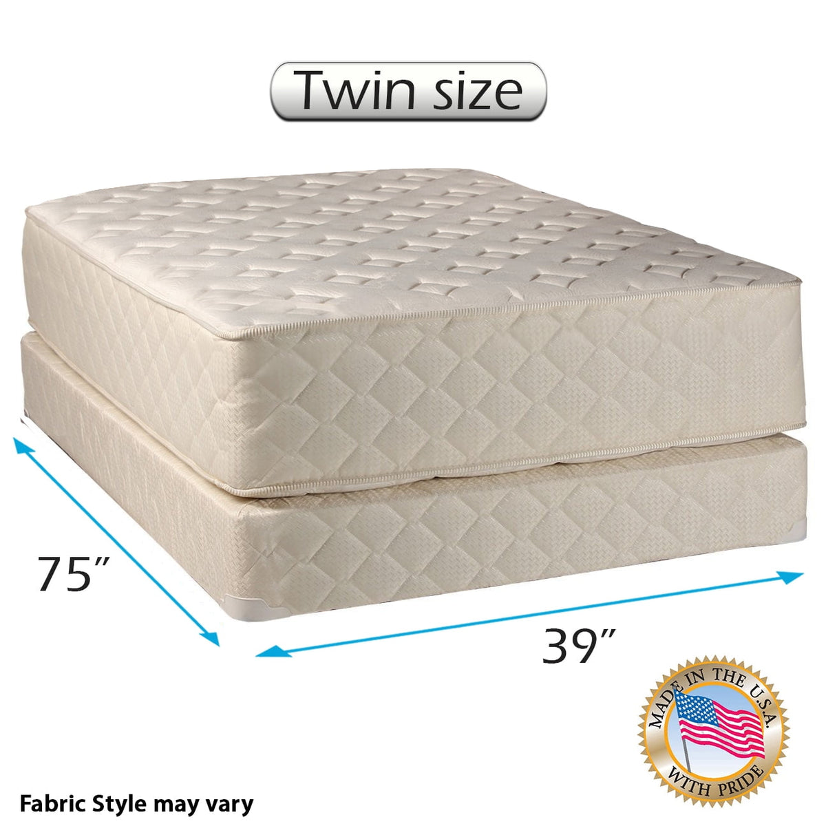 Dream Sleep Highlight Luxury Firm Mattress & Low 5 Height Box Spring Set with Mattress Cover Protector Included - Orthopedic, Innerspring Coils, Longlasting Comfort (Twin 39 Sight x 75 Optics x 14 H)