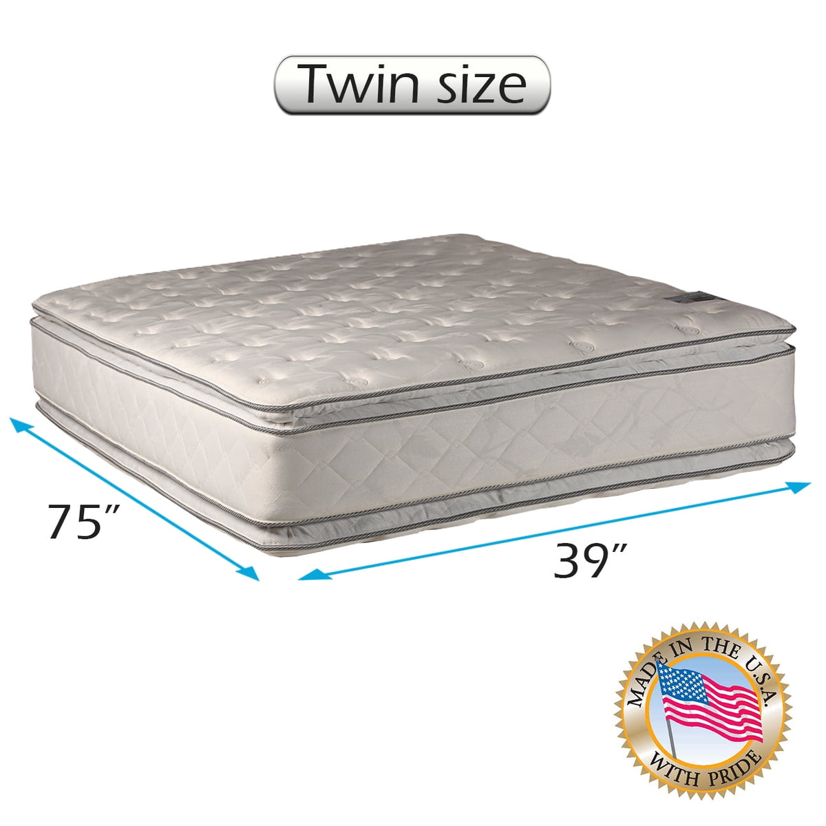 Dream Sleep Princess Gentle Plush 2-Sided Twin Eurotop Mattress Only with Mattress Cover Protector - Orthopedic, Sleep System with Enhanced Cushion Support, Longlasting by Dream Solutions USA