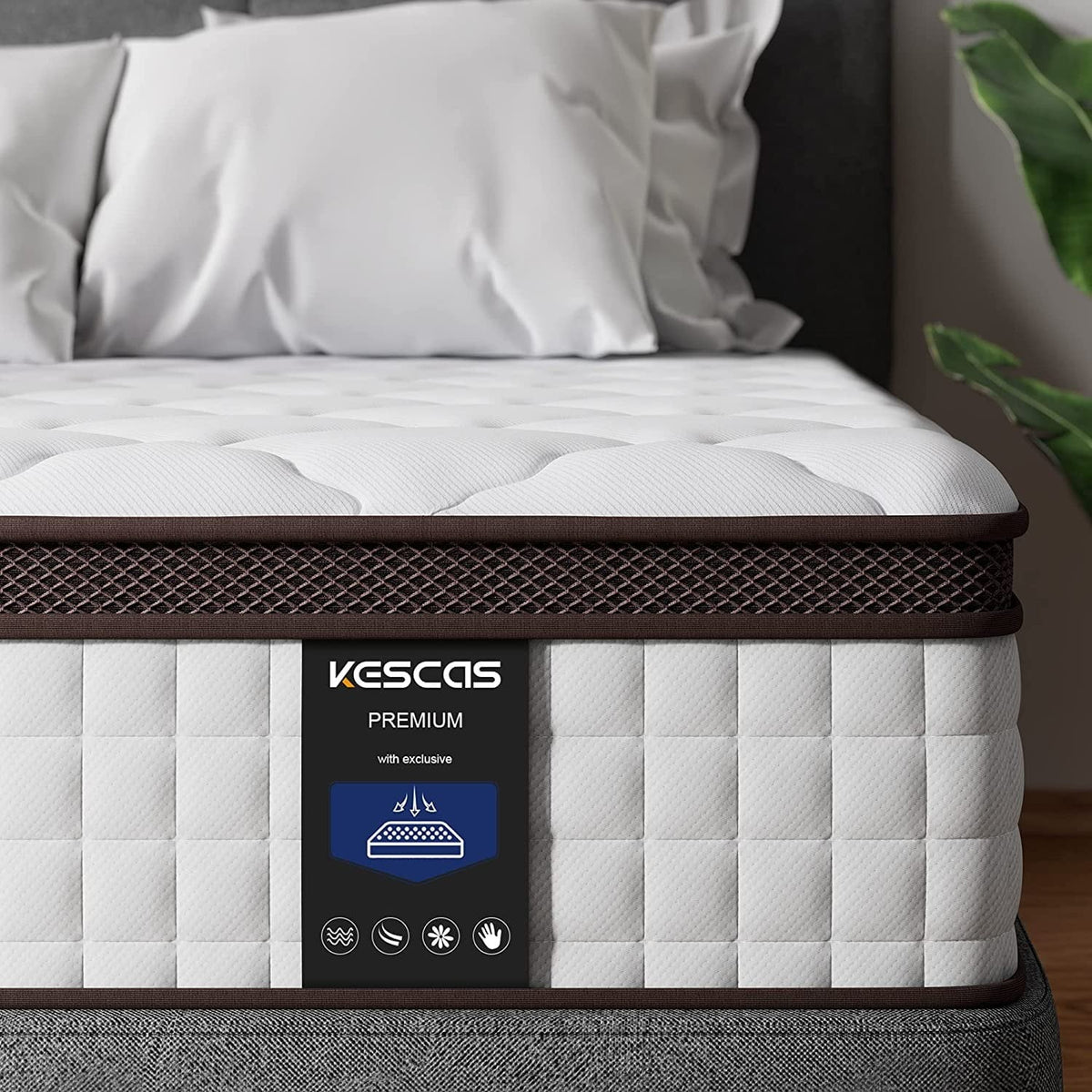 Full Size Mattress, Kescas 10 Inch Hybrid Memory Foam Full Mattress in Lens Box, Medium Firm Mattress for Cooler Sleep Supportive & Pressure Relief, Made in North America