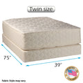Highlight Luxury Firm Twin Size (39 x75 x14 ) Mattress & Box Spring Set - Fully Assembled - Spine Support, Innerspring Coils, Premium Edge Guards, Longlasting Comfort By Dream Solutions USA
