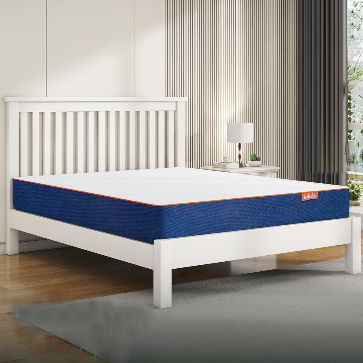 IULULU Twin Size Memory Foam Mattress 8 inch Bamboo Mattress in Camcorder Box, Pressure Relief Medium Firm