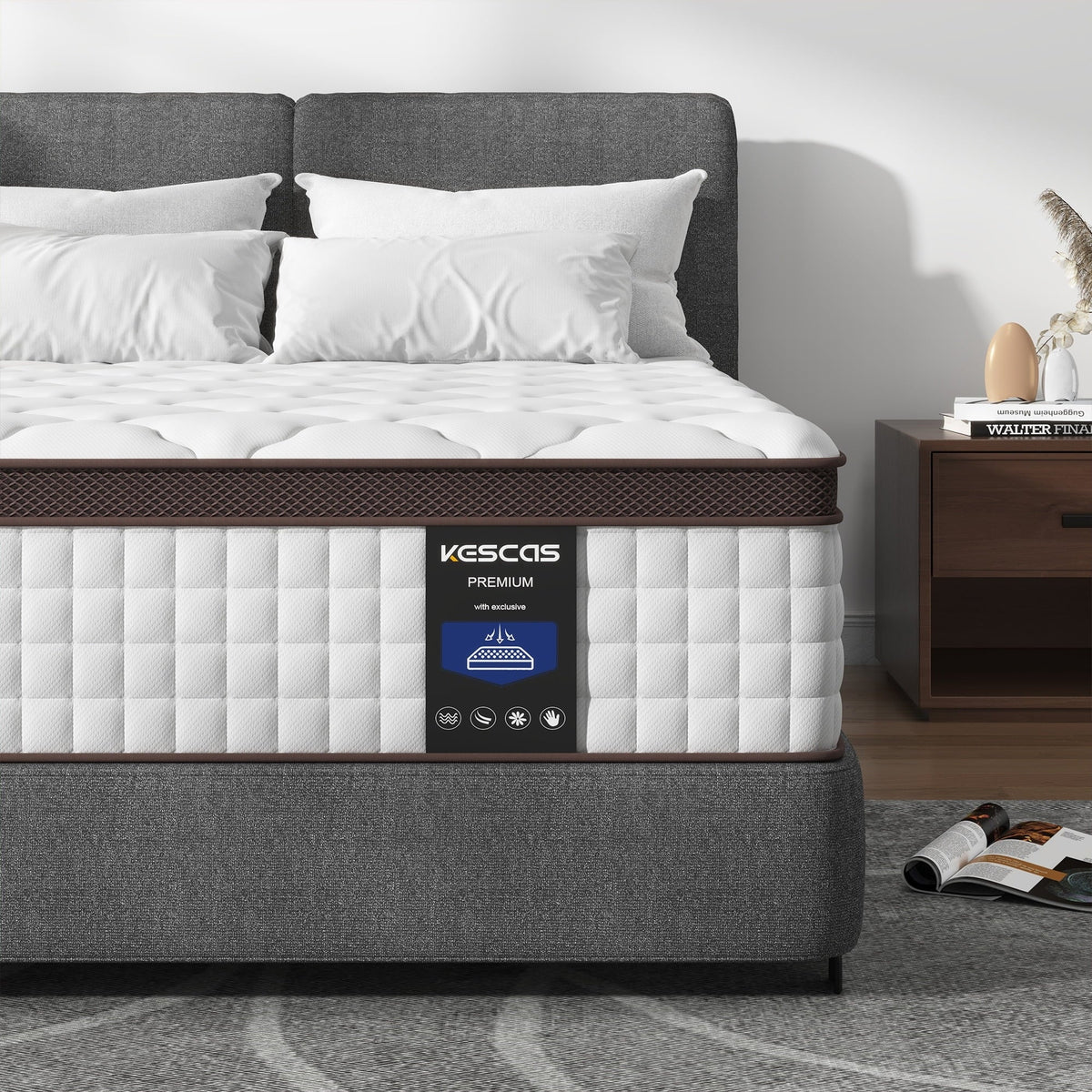 Kescas 12 Inch Memory Foam and Inner Spring Hybrid Mattress Twin XL