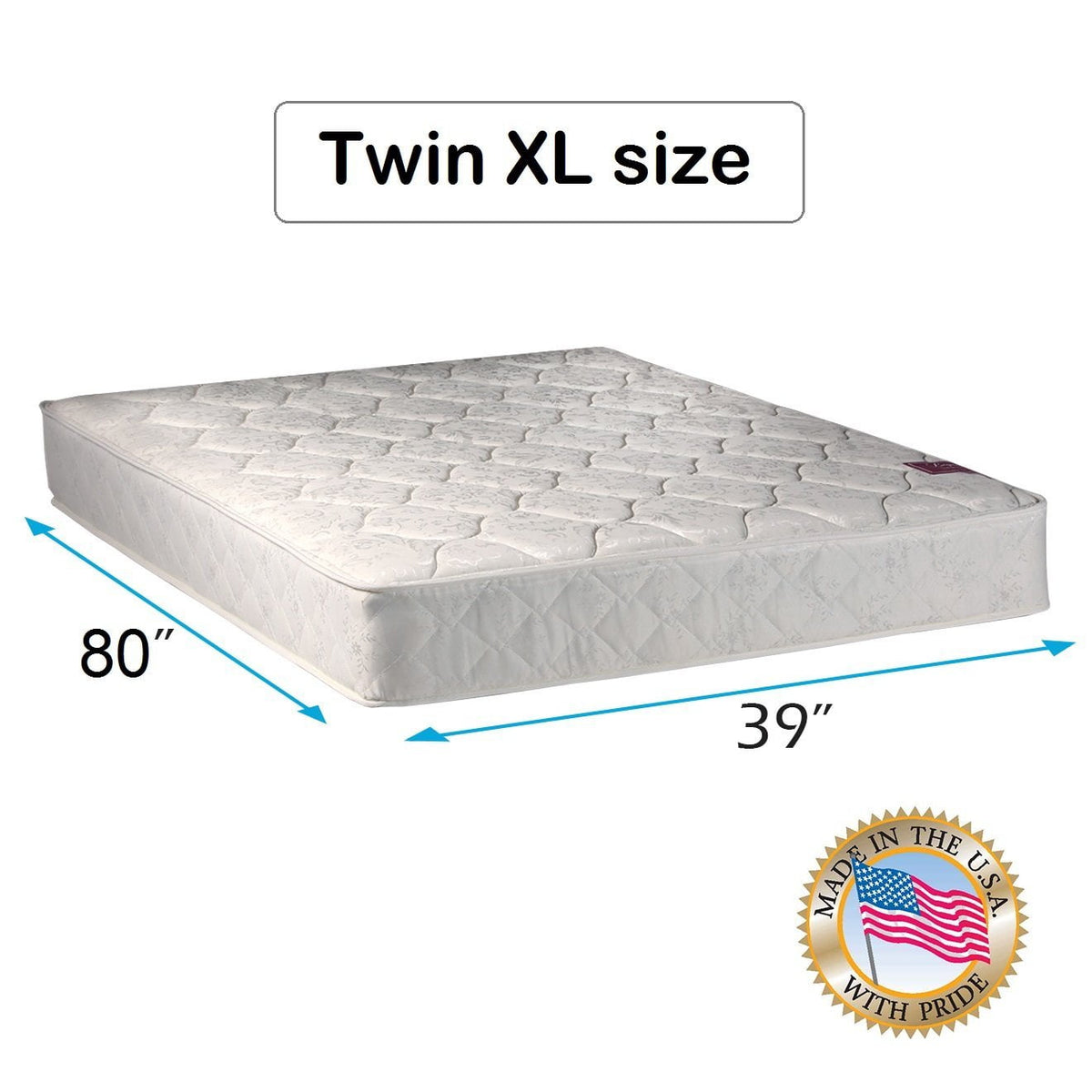 Legacy One-Sided None Flip Twin XL Size Mattress Only with Mattress Cover Protector Included - Fully Assembled, Good for your back, Superior Quality, Orthopedic by Dream Solutions USA