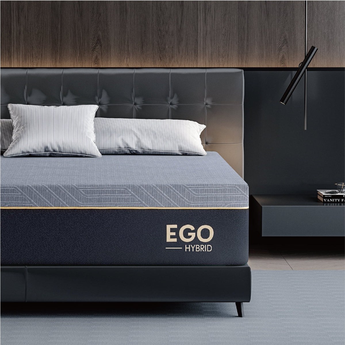 MLILY Ego Black 12 inch Hybrid Mattress, Full Size Memory Foam Mattress, Pocket Spring