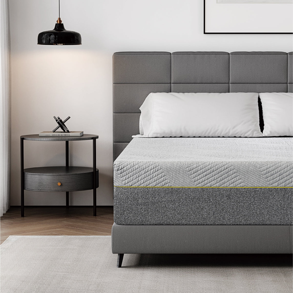 MLILY Ego Grey 12 inch Queen Size Mattress, Cooling Gel Memory Foam Mattress in Camcorder Box, Medium