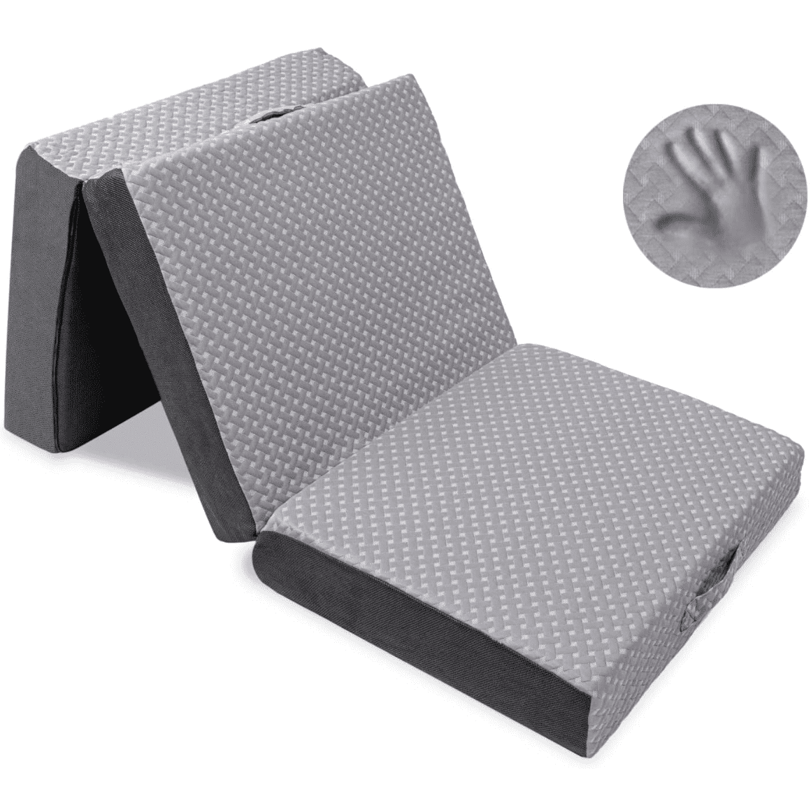 Milliard Foldable Memory Foam Mattress with Washable Cover, Medium Firm, Grey, Cot (75 x31 x6 )