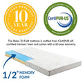 Modern Contemporary Urban Design Bedroom Twin Size Fold Mattress, Fabric, White