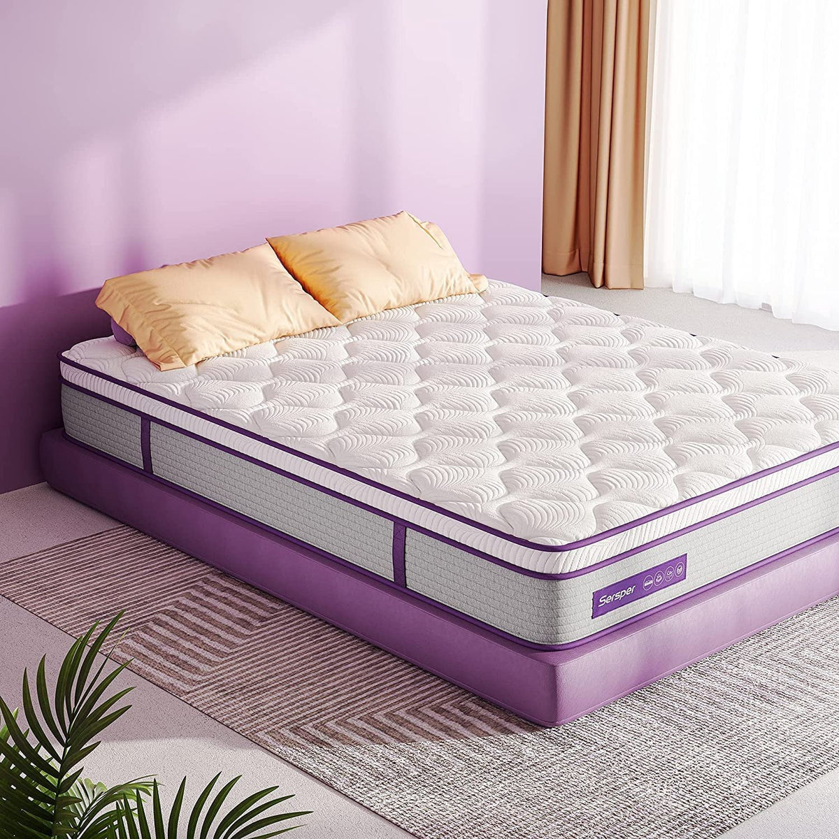 Queen Mattress 10 Inch, Sersper Euro Top Memory Foam Hybrid Queen Mattress, Relieves Pain & Pressure Points, No-Risk 100-Night Trial
