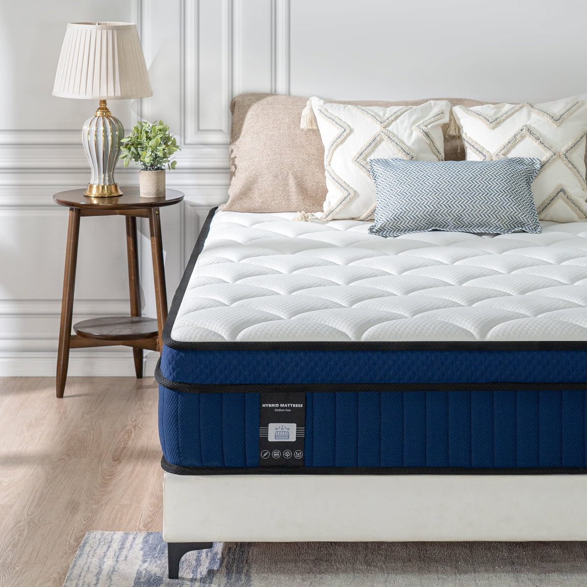 Queen Rose 12' 'Queen Medium Hybrid Mattress, With Pocket Spring , Bed in-a-Box
