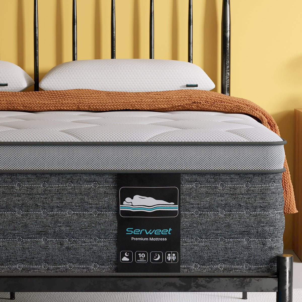 Queen Size Hybrid Mattress, 10 inch Cooling Memory Foam and 5-Zone Pocket Innersprings Mattress for Motion Isolation/ Edge Support/Back Pain Relief, Medium Firm