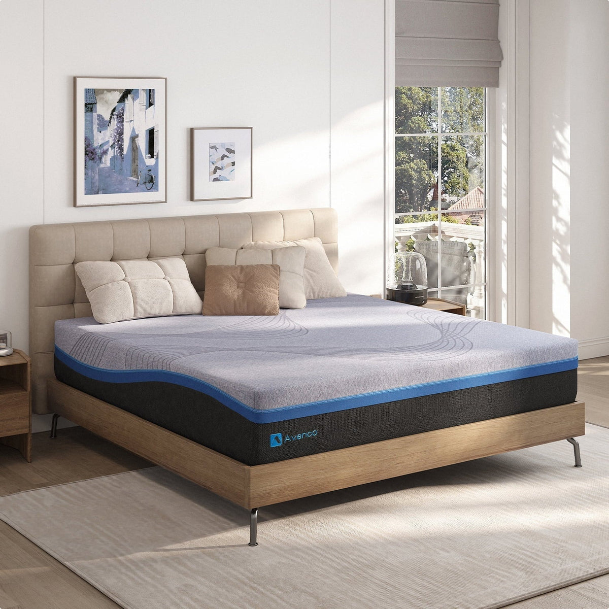 Queen Size Mattress Avenco 10'' Adult Medium Plush Gel Memory Foam Mattress in Lens Box
