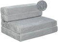 TQNJYGX Tri Folding Sofa Mattress 2024 Edition Memory Foam Foldable Mattress with Ultra Soft &amp; Washable Ribbed Fur Cover Twin Size (Grey)