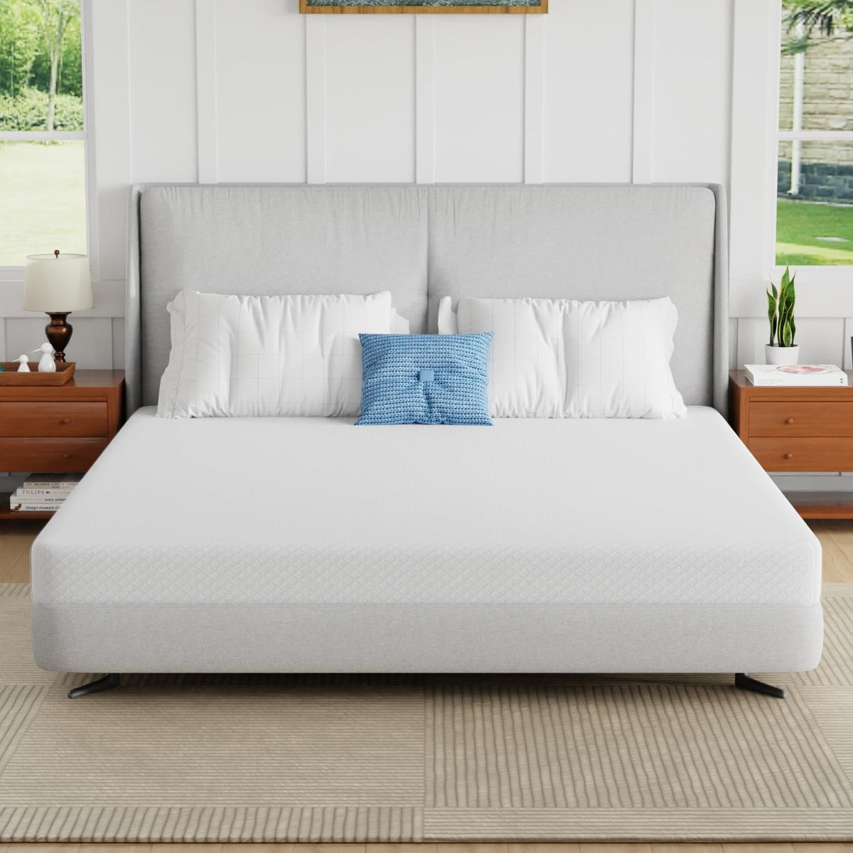 YRLLENSDAN 6 Inch Bamboo Charcoal Gel Infused Memory Foam Mattress Medium Firm Mattresses Green Tea Memory Foam Mattress Pressure Relieving CertiPUR-US Certified Bed-in-a-Box, King