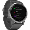 Garmin v¨ªvoactive? 4 Silver Stainless Steel Bezel with Shadow Gray Case and Silicone Band